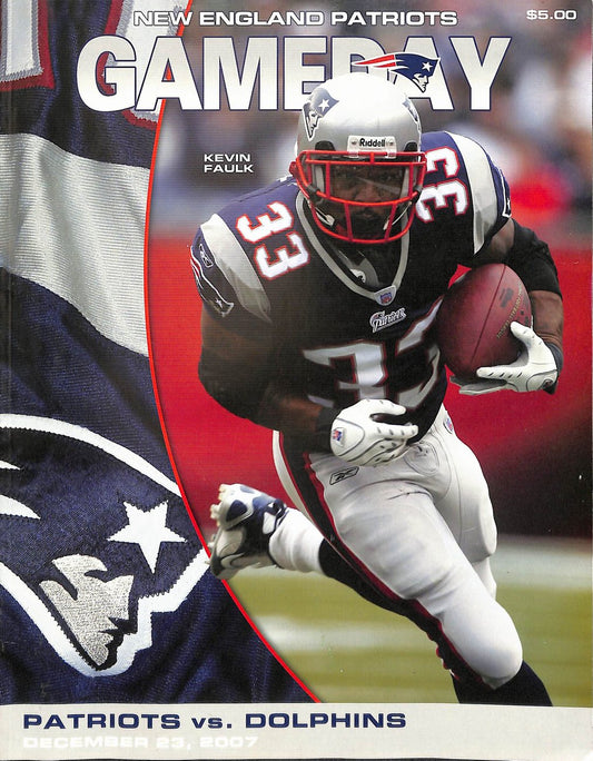 2007 12/23 Patriots v Dolphins NFL Program Tom Brady 3 TDs Record 15 Wins 179005