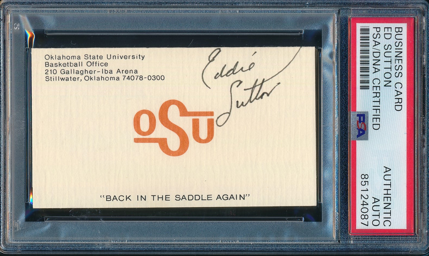 Eddie Sutton Signed Business Card Oklahoma State University PSA/DNA 184787