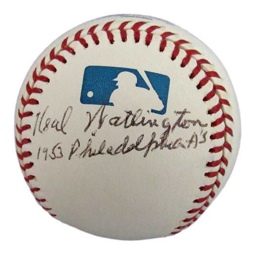 Neal Washington Philadelphia A's Signed/Inscr Rawlings OML Baseball JSA 158291