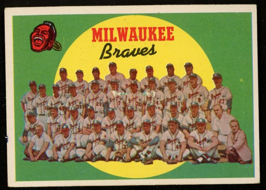 1959 Topps Baseball Milwaukee Braves Team Card  #419