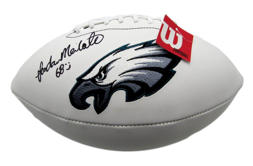 Jordan Mailata Autographed White Philadelphia Eagles Logo Football JSA 183555