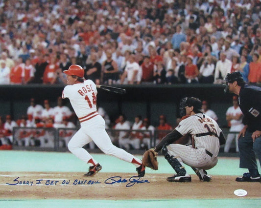 Pete Rose Autographed/Inscribed 16x20 Photo Cincinnati Reds JSA 177233