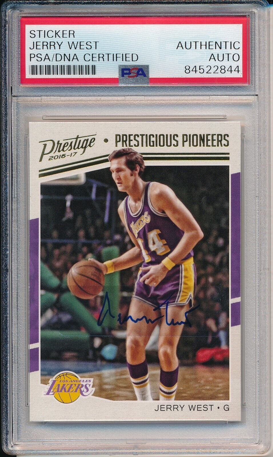 Jerry West HOF Lakers Signed 2016-17 Panini Prestige Card #6 PSA/DNA 166225