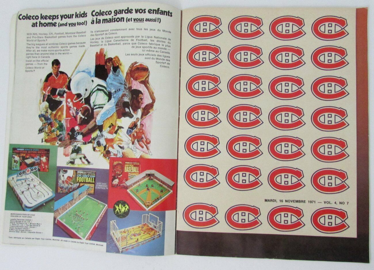 1971-1972 MONTREAL CANADIENS vs CALIFORNIA GOLDEN SEALS PROGRAM 155114