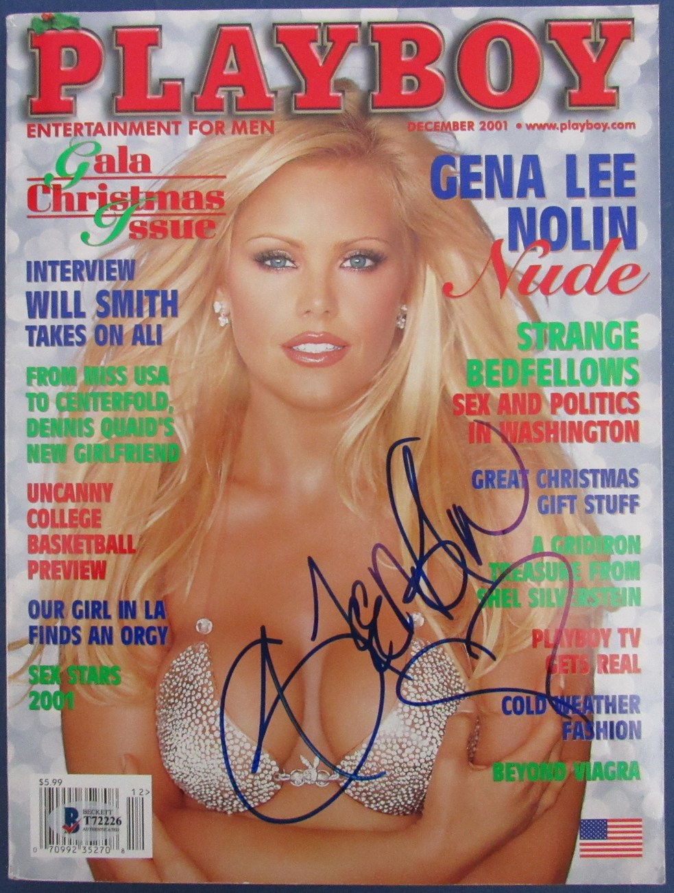 Gena Lee Signed/Autographed December 2001 Playboy Magazine Beckett 152362