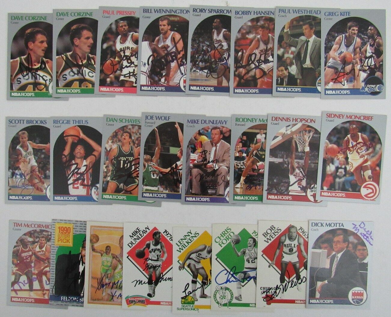 Lot of 97 - Signed/Autographed 1990 NBA Hoops Basketball Trading Cards 158880