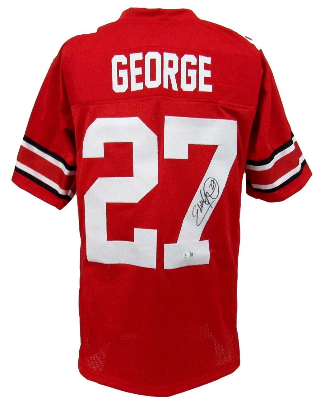 Eddie George Signed/Autographed Ohio State Red Custom Jersey Beckett 164834