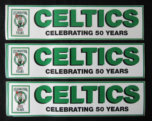 Lot of 2 Boston Celtics Team Logo Celebrating 50 Years Bumper Stickers 181813