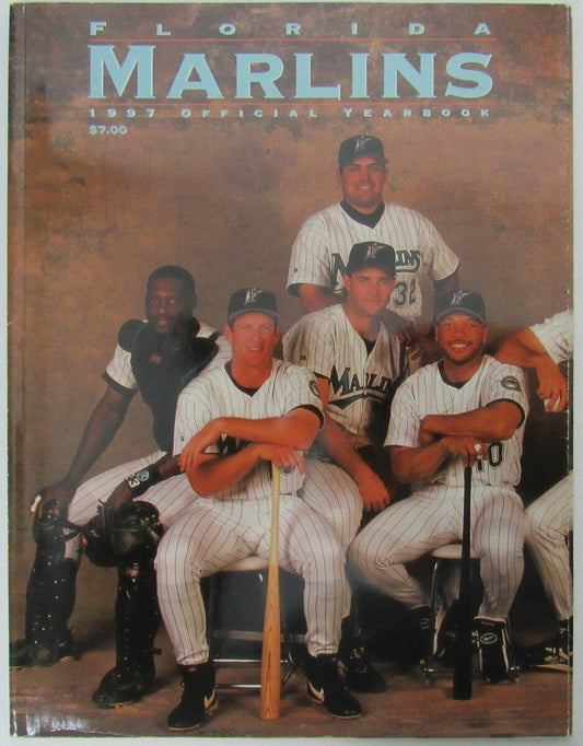 1997 Florida Marlins MLB Official Team Yearbook Player Picture on Cover 149860