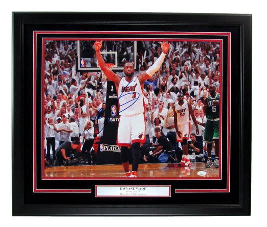 Dwayne Wade Autographed 16x20 Photo Miami Heat Framed JSA