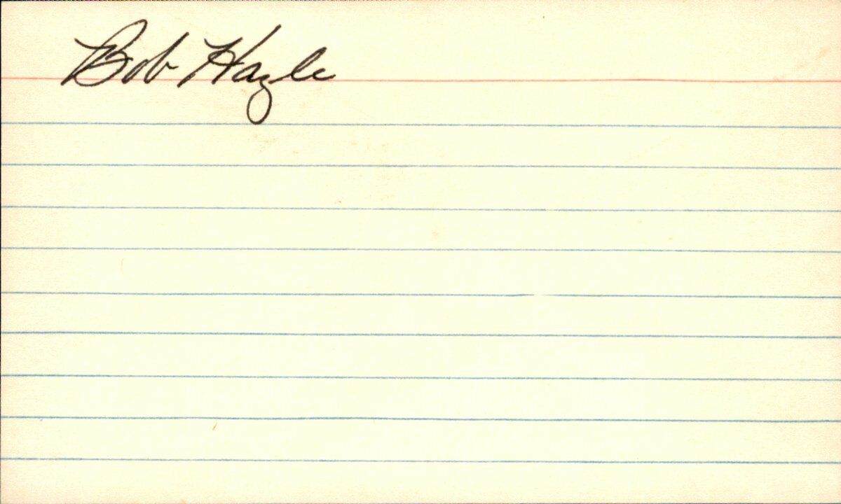 Bob Hazle Reds/Braves/Tigers d.1992 Signed/Autographed 3x5 Index Card 162538