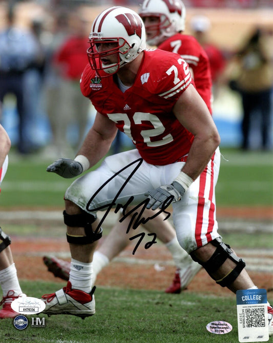 Joe Thomas Autographed/Inscribed 8x10 Photo Wisconsin JSA 180886