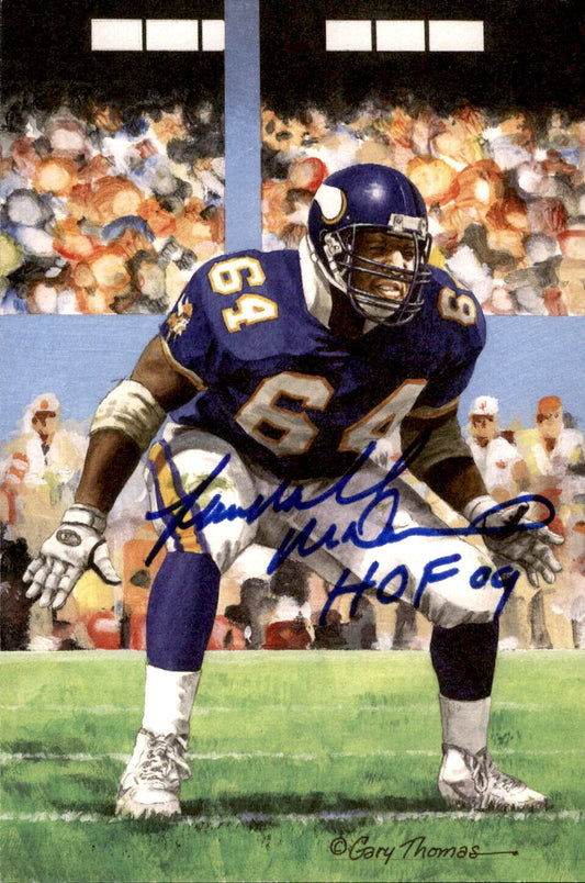 Randall McDaniel HOF Autographed/Inscr Goal Line Art GLAC Postcard Vikings JSA