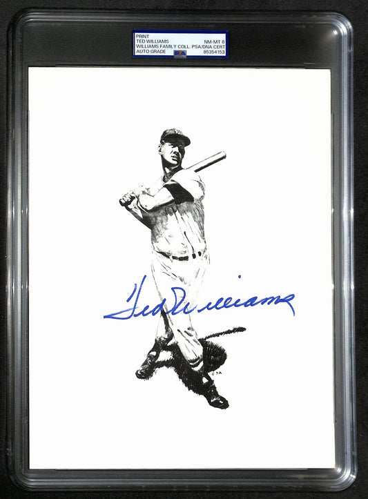 Ted Williams Signed/Auto 8x10 Photo/Print Red Sox PSA/DNA Slabbed 193014