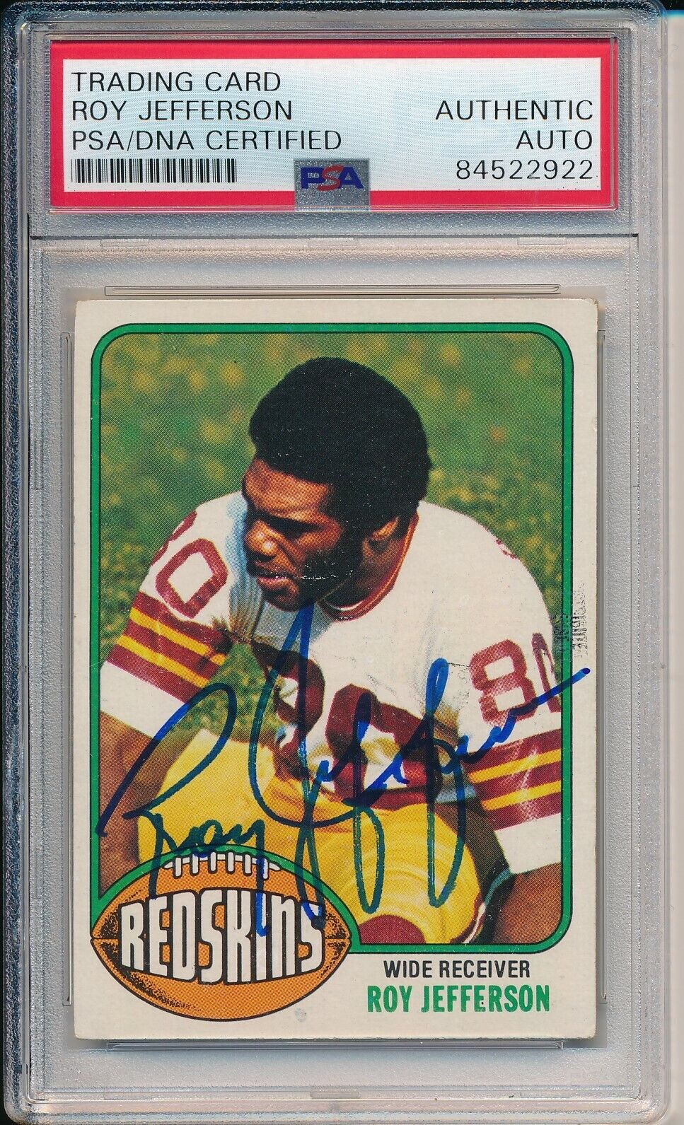 Roy Jefferson Redskins Signed/Autographed 1976 TOPPS Card #289 PSA/DNA 166256
