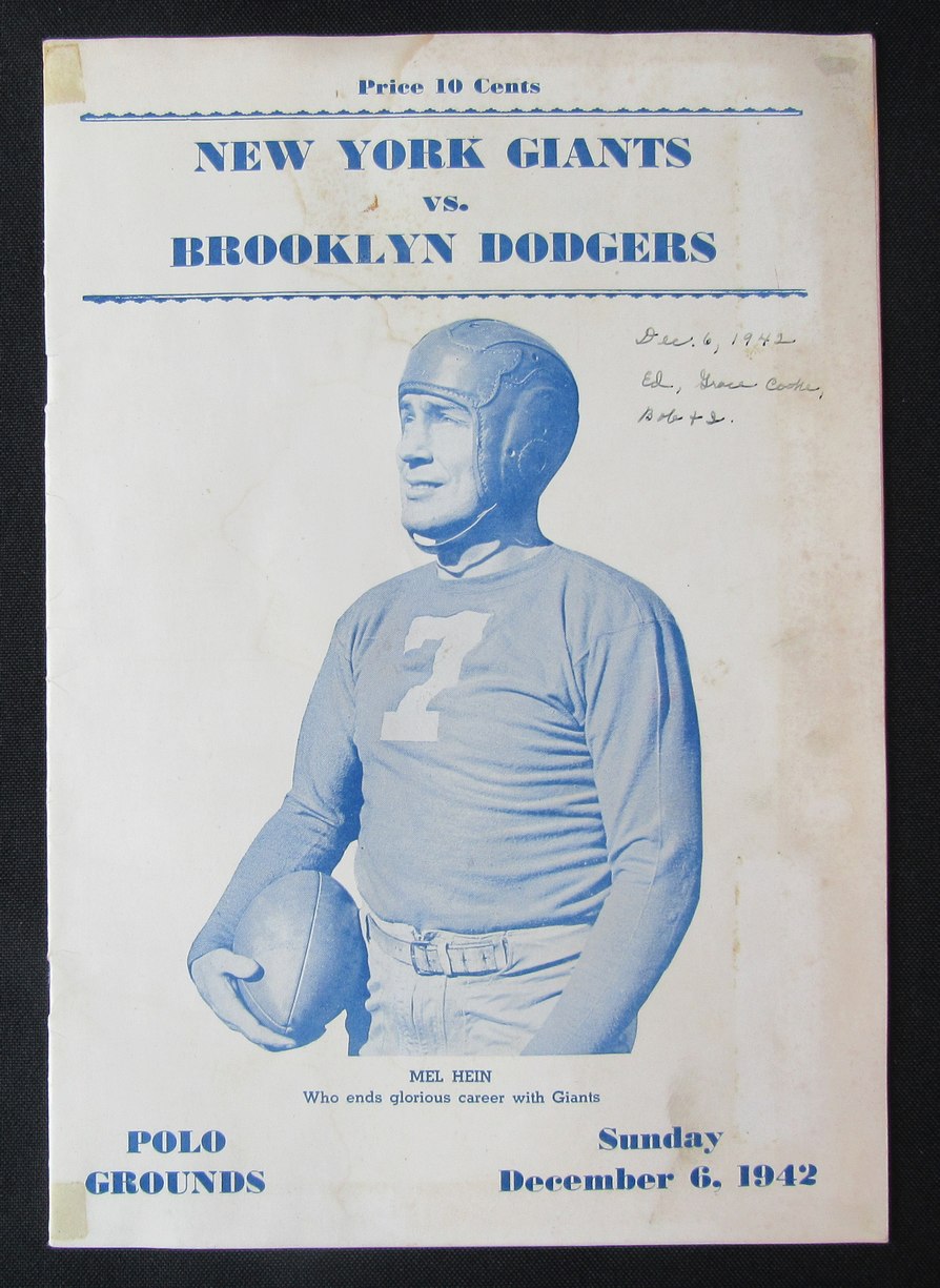 December 6, 1942 New York Giants vs. Brooklyn Dodgers Football Program 189984