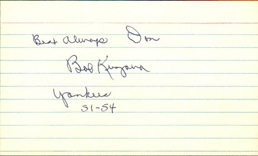 Bob Kuzava New York Yankees d.2017 Signed/Autographed 3x5 Index Card 162512