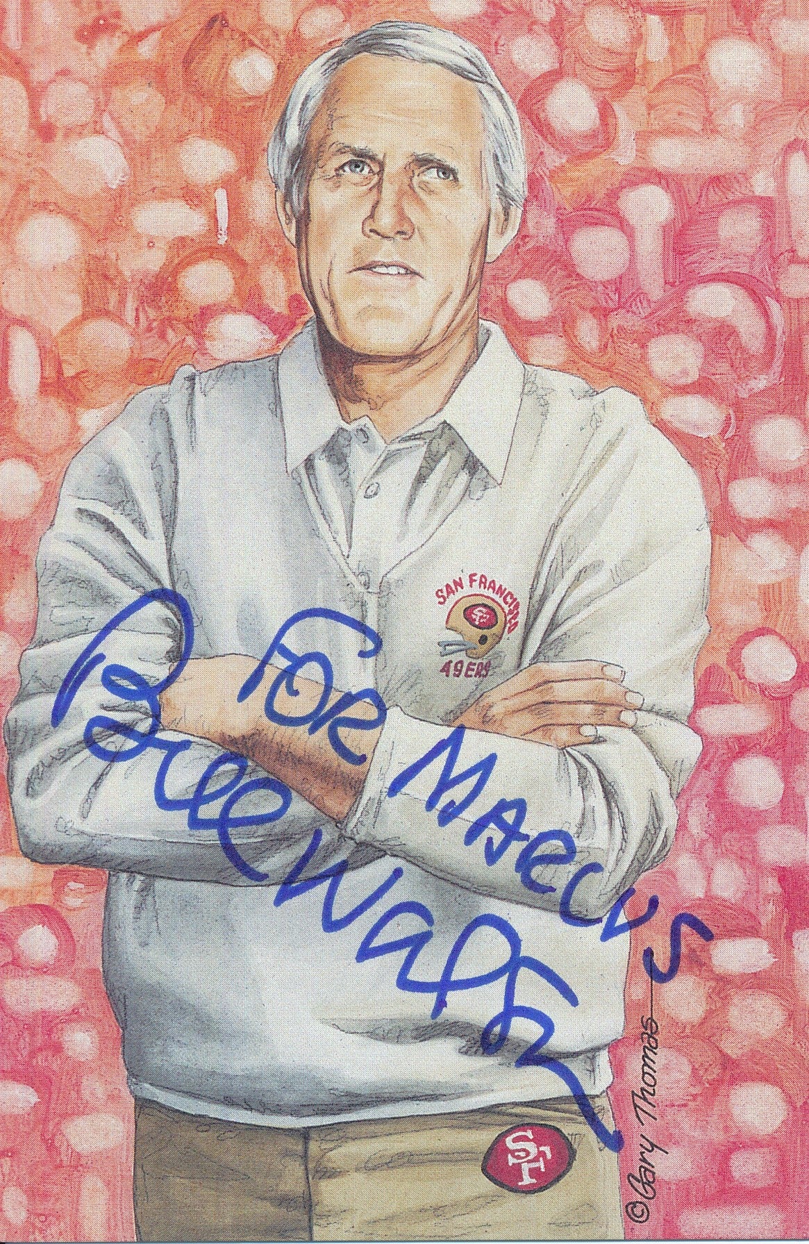 Bill Walsh 49ers Signed/Inscr 1993 GLAC/Goal Line Art Postcard PSA/DNA 186327