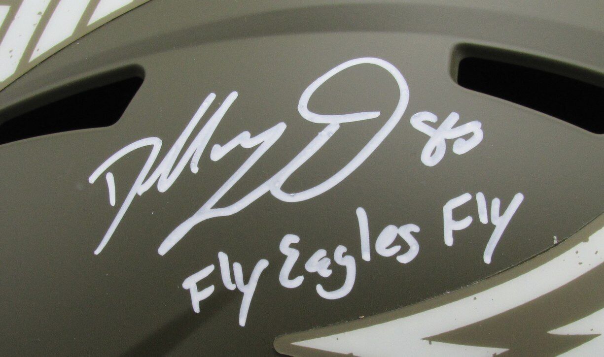 Dallas Goedert Signed/Inscr Full Size Salute To Service Replica Helmet Fanatics