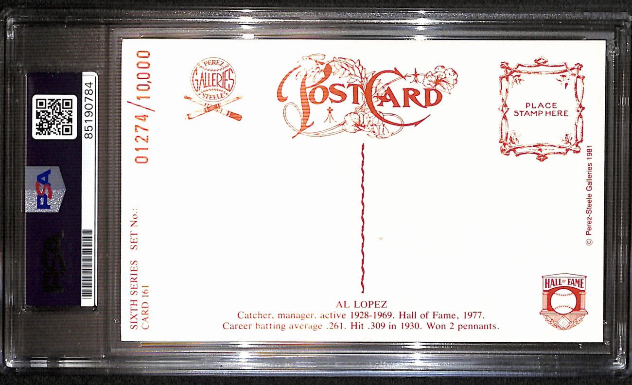 Al Lopez HOF Signed 1981 Perez Steele Postcard White Sox PSA/DNA 187417