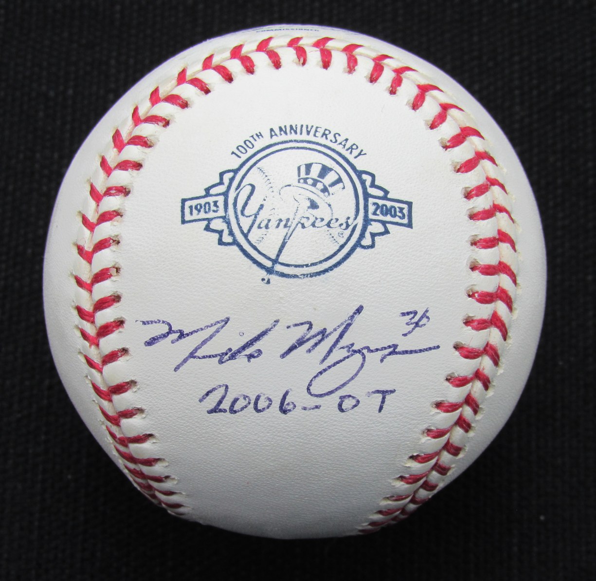 Mike  Myers Signed/Auto Yankees 100th OML Baseball JSA Inscr  186766