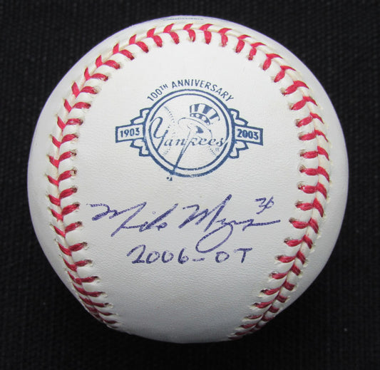 Mike  Myers Signed/Auto Yankees 100th OML Baseball JSA Inscr  186766