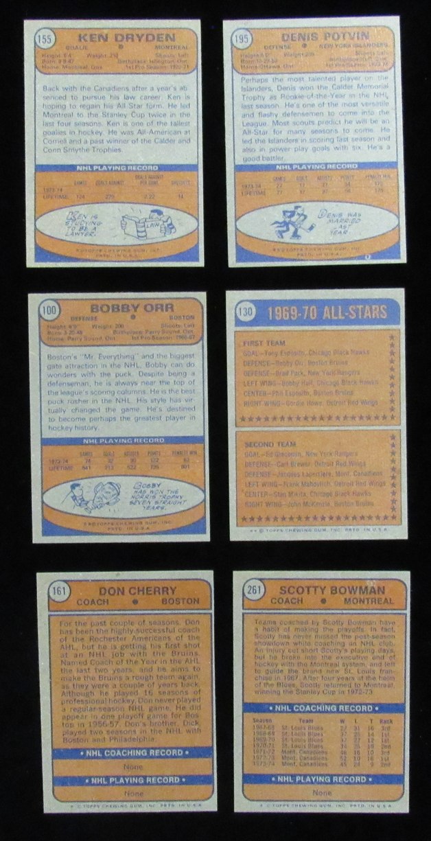 1974-75 Topps Hockey Cards Complete Set (1-264) Bobby Orr/Scotty Bowman 190164