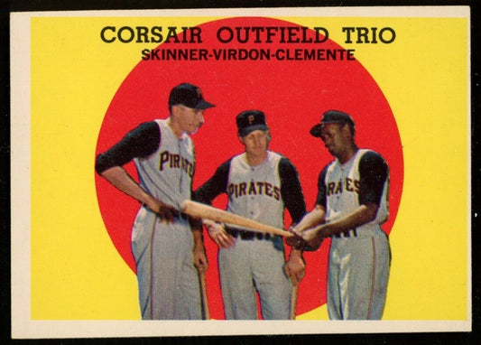 1959 Topps Baseball Skinner/Virdon/Clemente #543 Pittsburgh Pirates