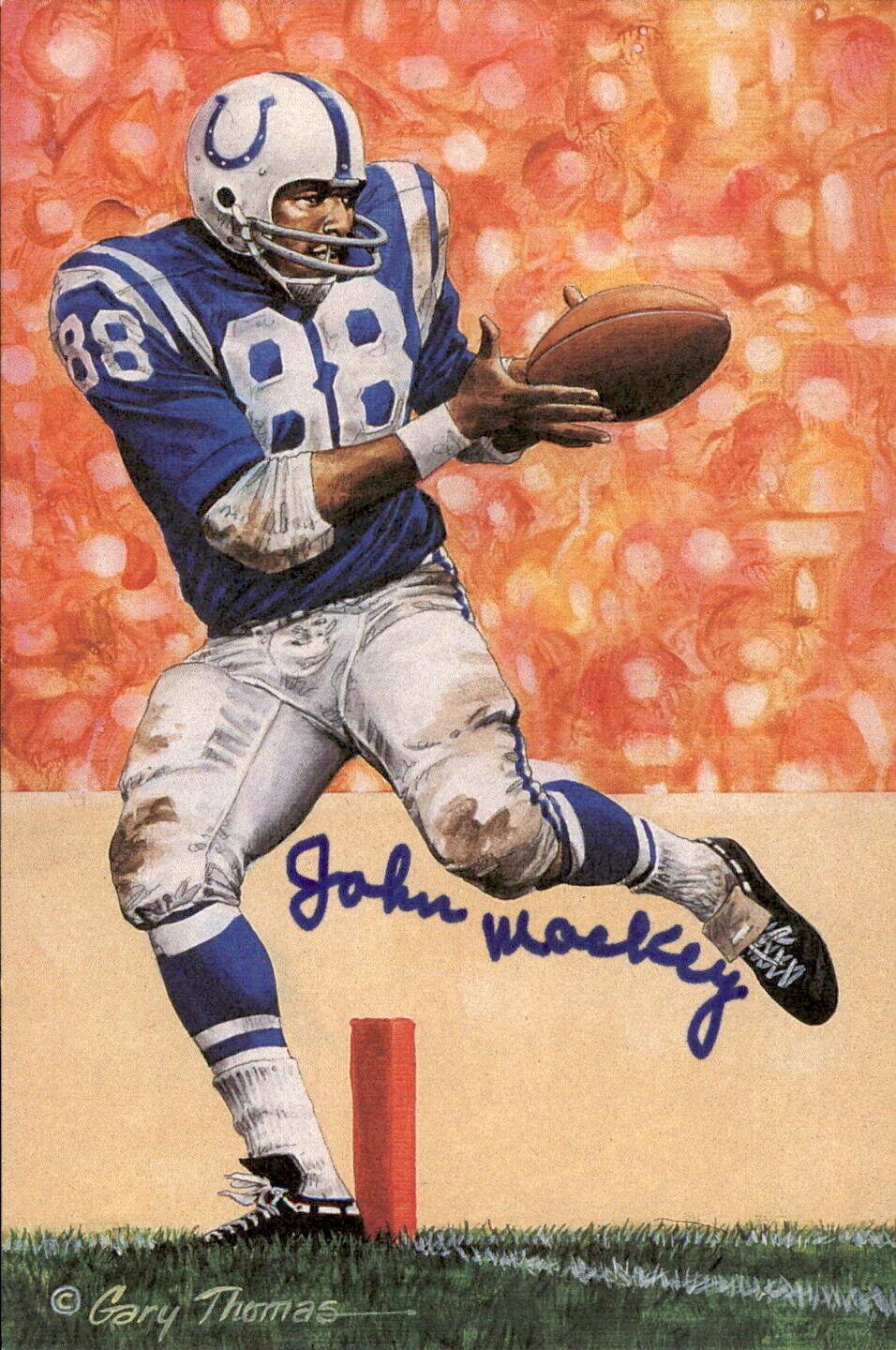 John Mackey HOF Autographed Goal Line Art GLAC Postcard Baltimore Colts JSA