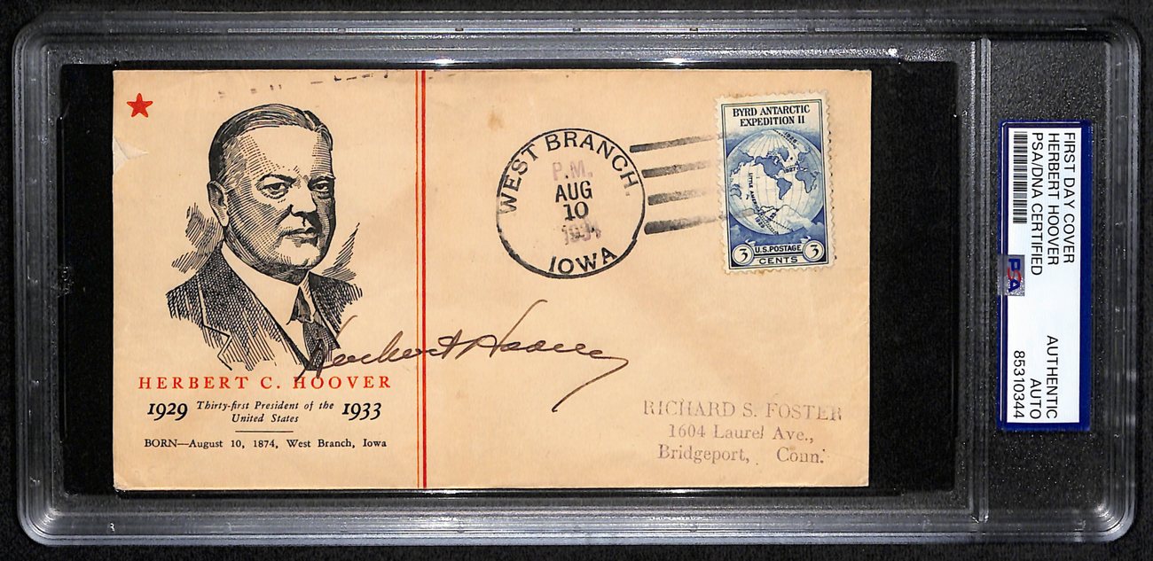 Herbert Hoover Signed 1934 First Day Cover (FDC) President PSA/DNA 190595