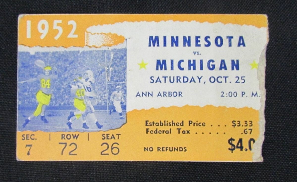 1952 Minnesota vs. Michigan Ticket Stub 127662