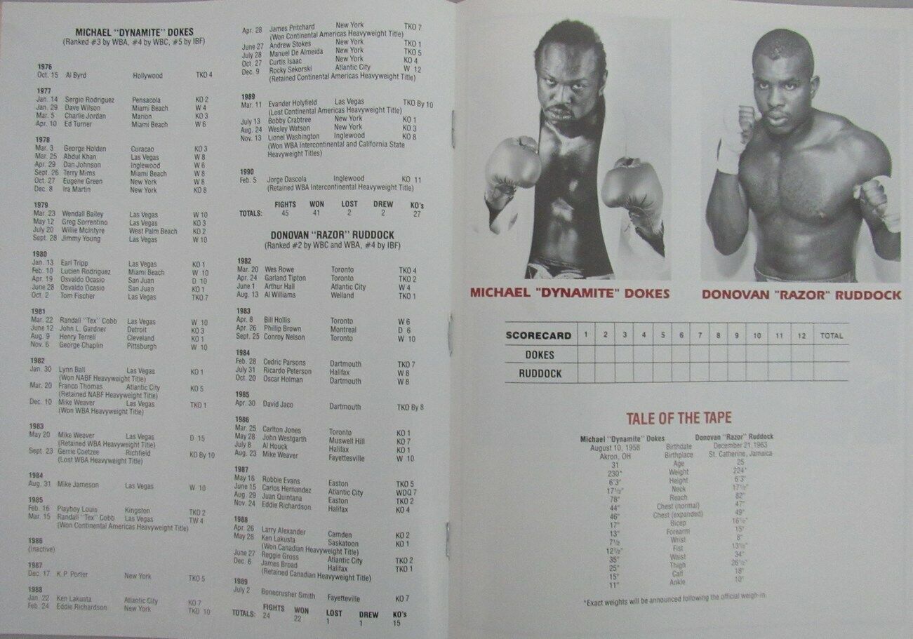 Michael Dokes vs. Donovan Ruddock 1990 Heavyweight Title Program 162298