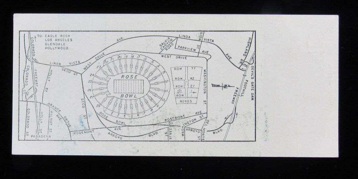 1966 Jr. Rose Bowl Game Pasadena CC vs. Henderson TX CC Full Ticket 12/10/66