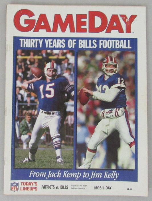 November 19, 1989 New England Patriots vs. Buffalo Bills NFL GameDay Program