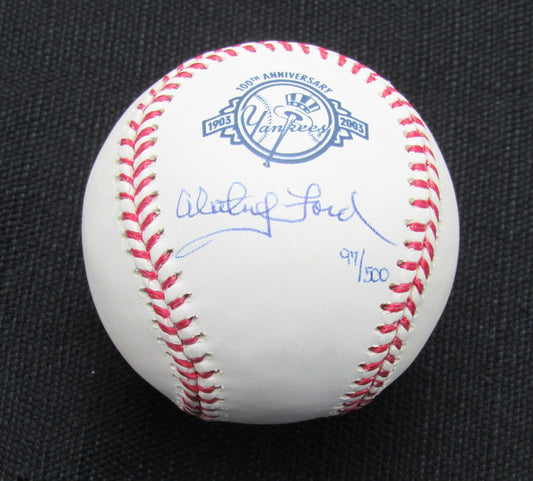 Whitey Ford Signed/Auto Yankees 100th OML Baseball STEINER Inscr 187128