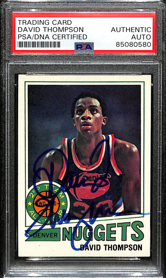 David Thompson Signed 1977 Topps Card #60 Denver Nuggets PSA/DNA 185664