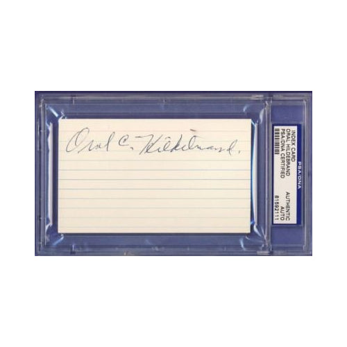 ORAL HILDEBRAND Yankees Signed 3x5 Index Card PSA/DNA