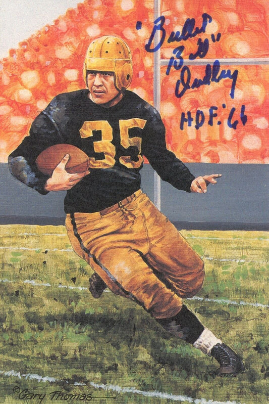 Bill Dudley HOF Autographed/Inscr Goal Line Art GLAC Postcard Redskins JSA