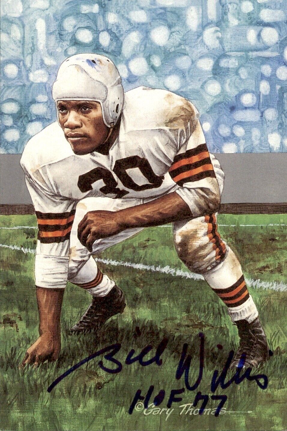 Bill Willis HOF Autographed/Inscribed Goal Line Art GLAC Postcard Browns JSA