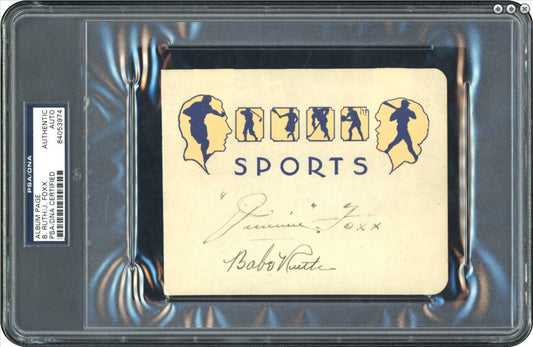 Babe Ruth & Jimmie Foxx Dual-Signed Album Page PSA/DNA Encapsulated 184962