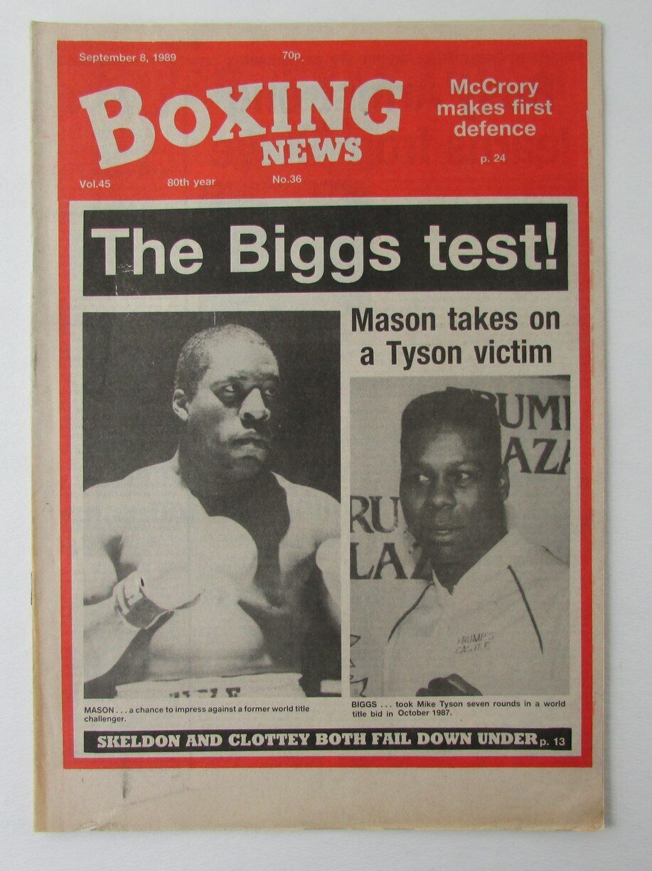 September 8, 1989 Boxing News Magazine Mason vs. Biggs