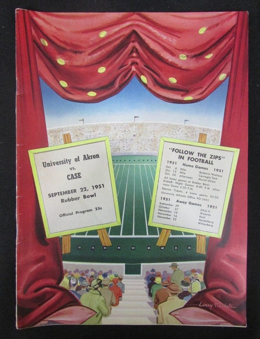 Vintage 9/22/1951 University of Akron Zips Vs. CASE Football Program 127318