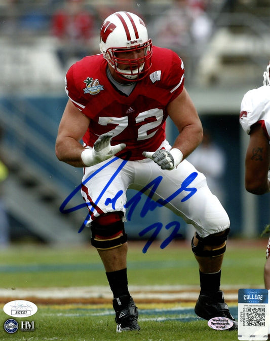 Joe Thomas Autographed/Inscribed 8x10 Photo Wisconsin JSA 180885