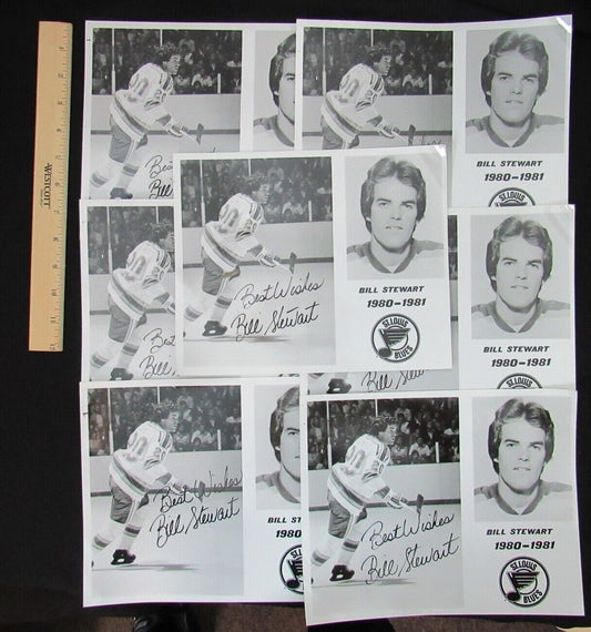 Lot of 7 Bill Stewart St. Louis Blues 1980-81 Auto/Signed  8x10 Photo 150160