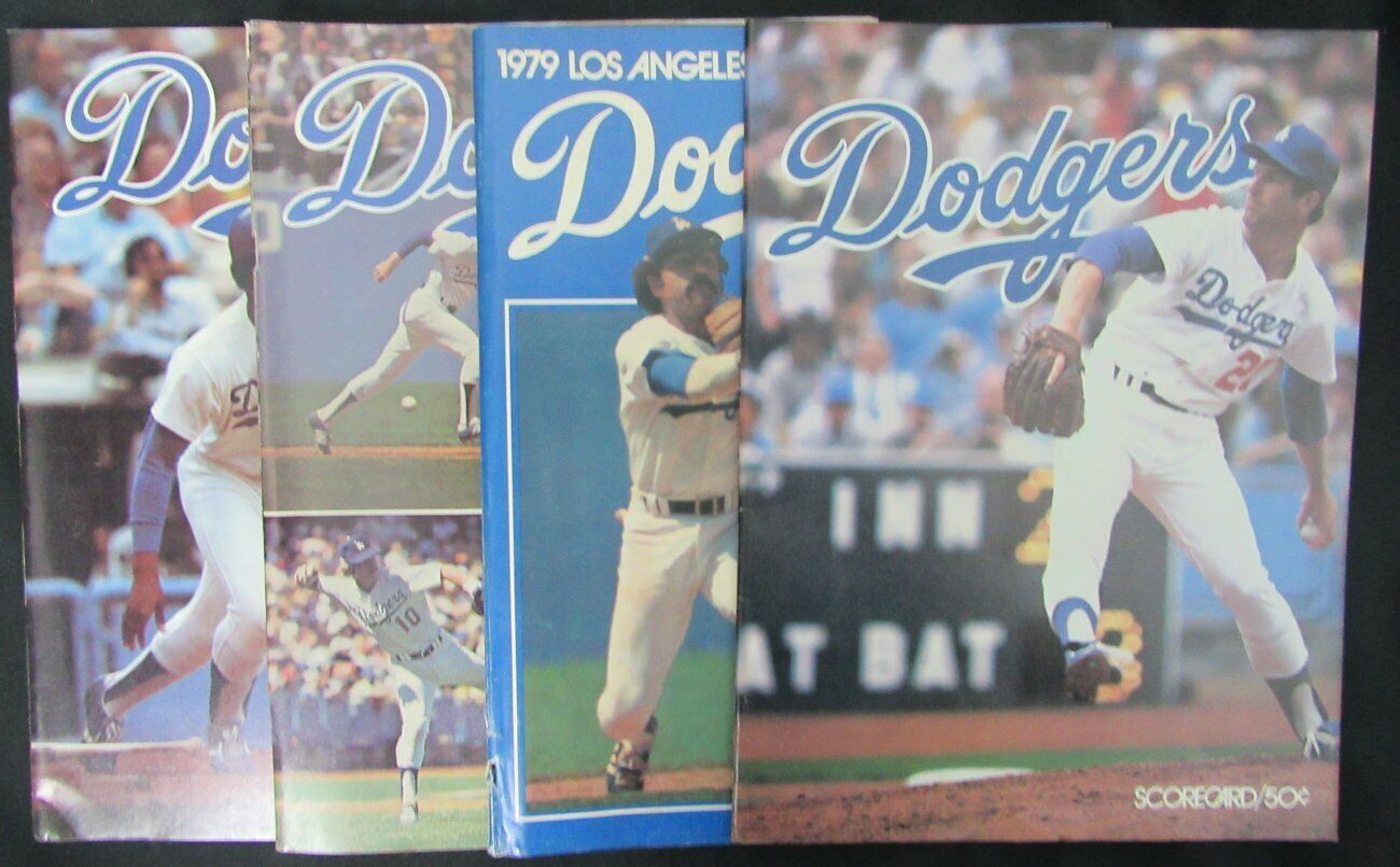 Lot of 7 Los Angeles Dodgers 1974 to 1979 Official Programs Russell/Cey 153959