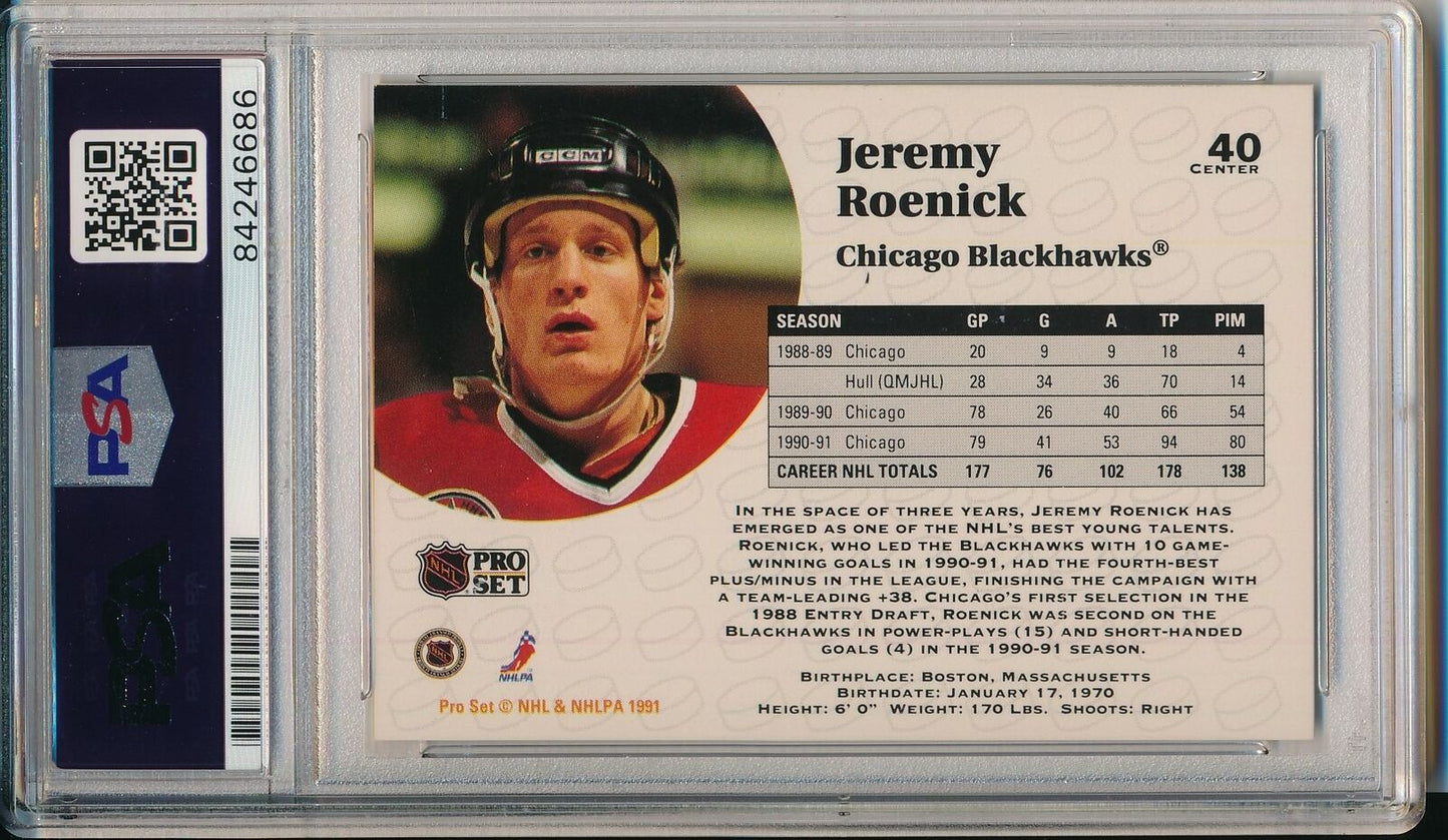 Jeremy Roenick Chicago Blackhawks Signed 1991-92 Pro Set Card #40 PSA/DNA 154998