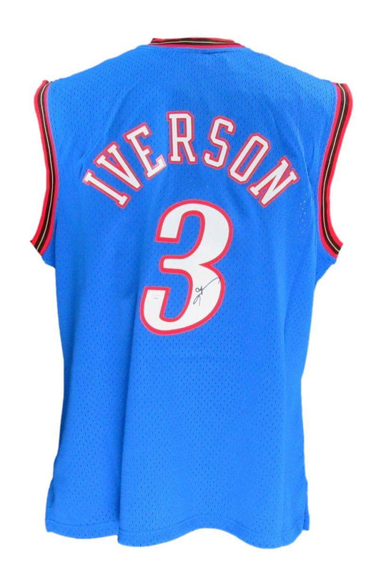 Allen Iverson HOF Autographed Royal Mitchell & Ness Jersey 76ers JSA 181842