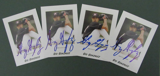 Lot of 4 Gio Gonzalez Intimidators Signed 2004 Just Memorabilia Cards 146619