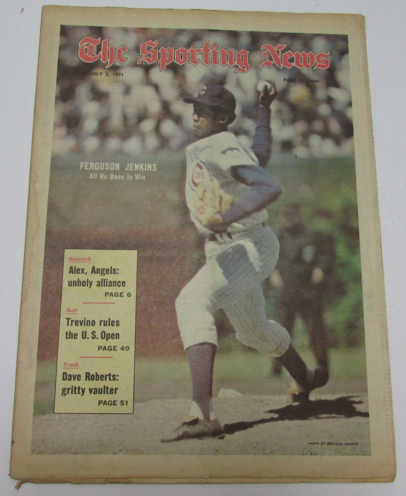 Ferguson Jenkins Chicago Cubs July 3, 1971 Sporting News Cover 144672