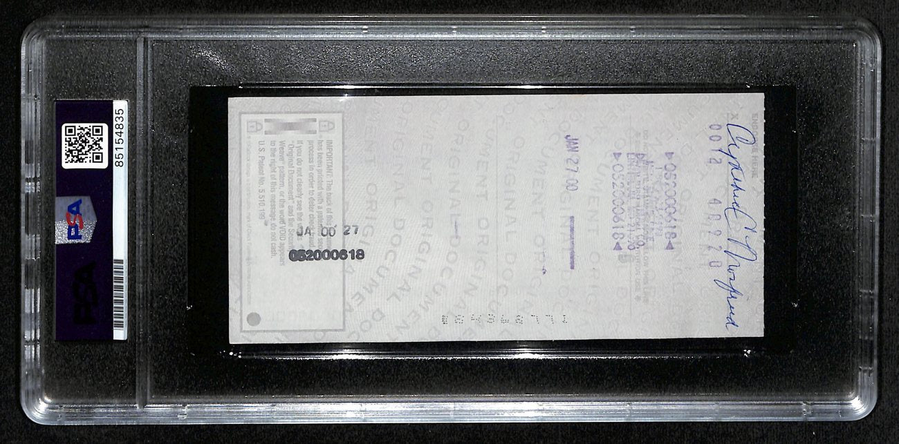 Johnny Unitas HOF Signed/Auto 2000 Bank Check Colts PSA/DNA MINT 9 193244